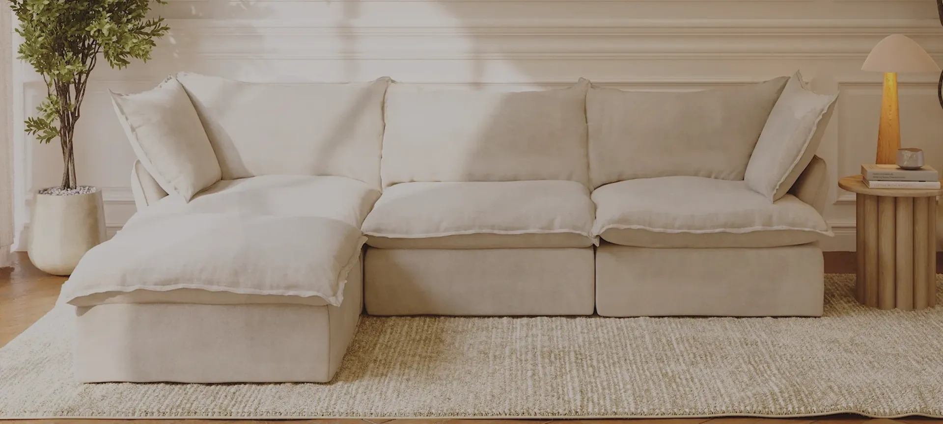 Washable modular sofa in a bright living room
