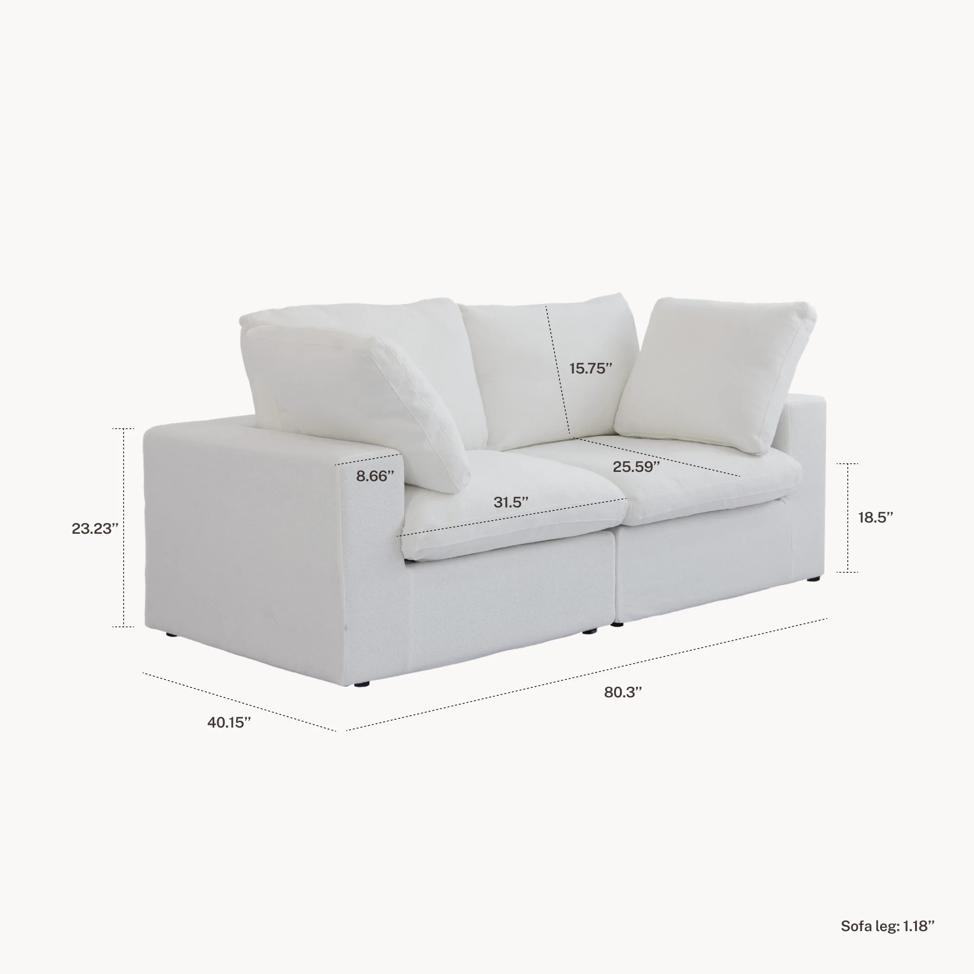 CloudComfort™ Modular Washable Classic Sofa - 2 Seater configuration