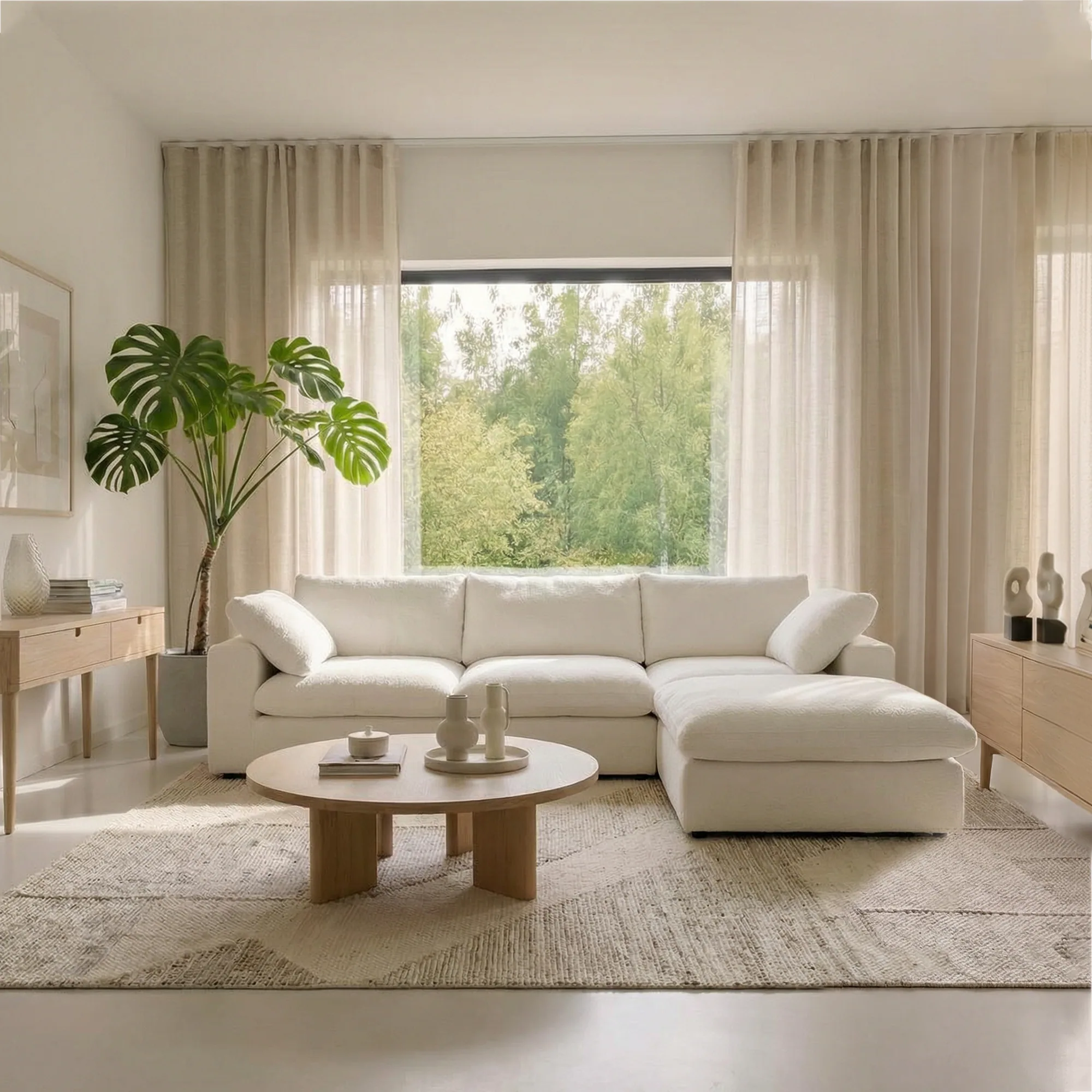 CloudComfort™ Modular Washable Classic Sofa - 3 Seater Chaise in White CloudWeave™
