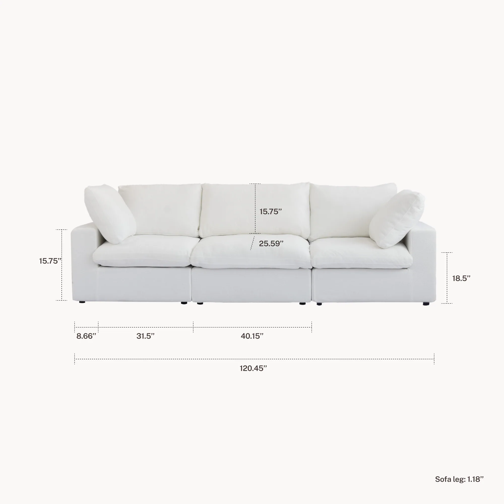 CloudComfort™ Modular Washable Classic Sofa - 3 Seater configuration