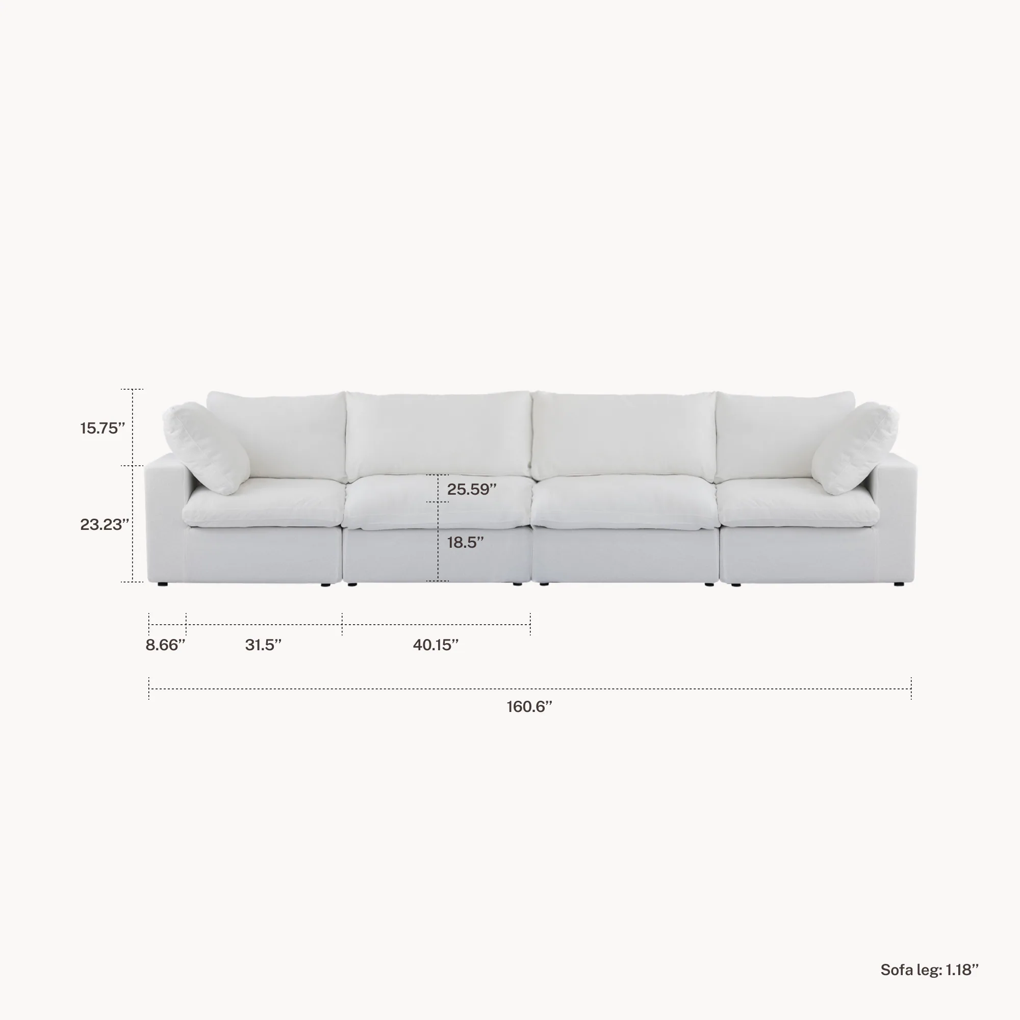 CloudComfort™ Modular Washable Classic Sofa - 4 Seater configuration