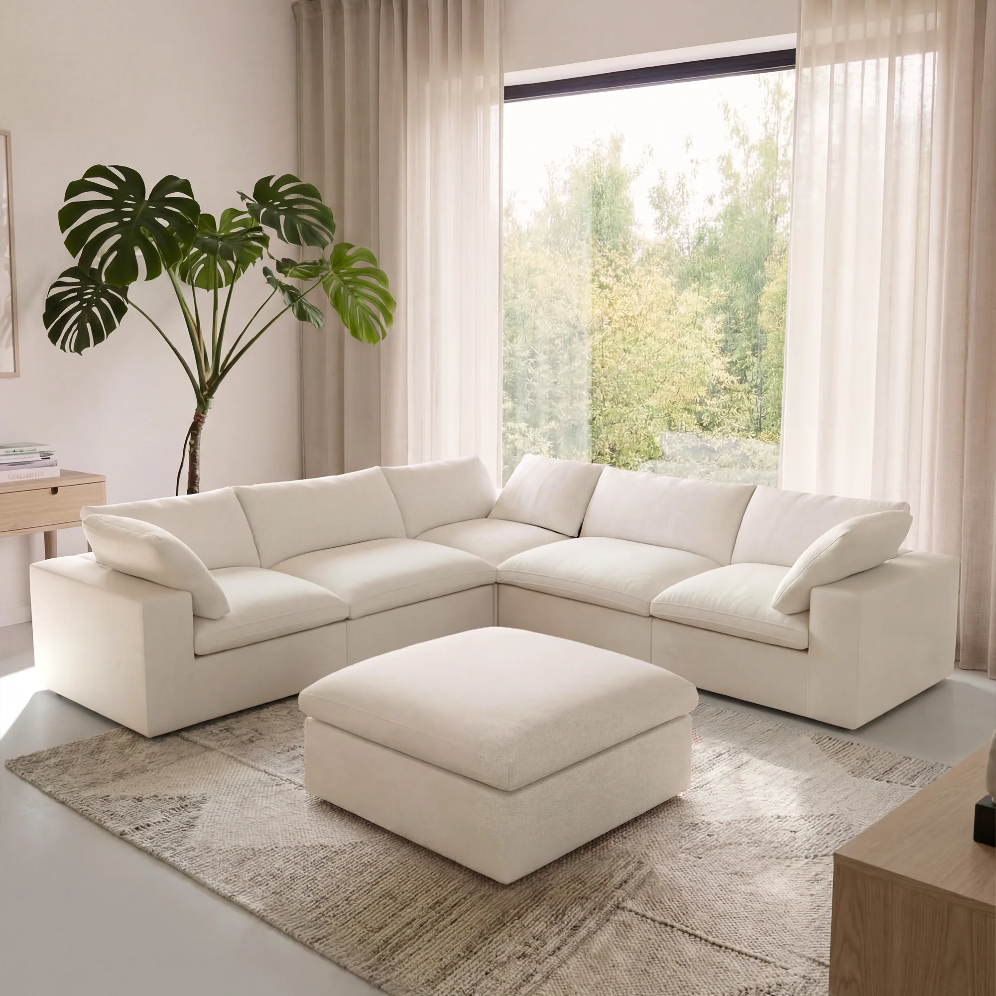 CloudComfort™ Modular Washable Classic Sofa - 5 Seater Corner Sectional + Ottoman view 3