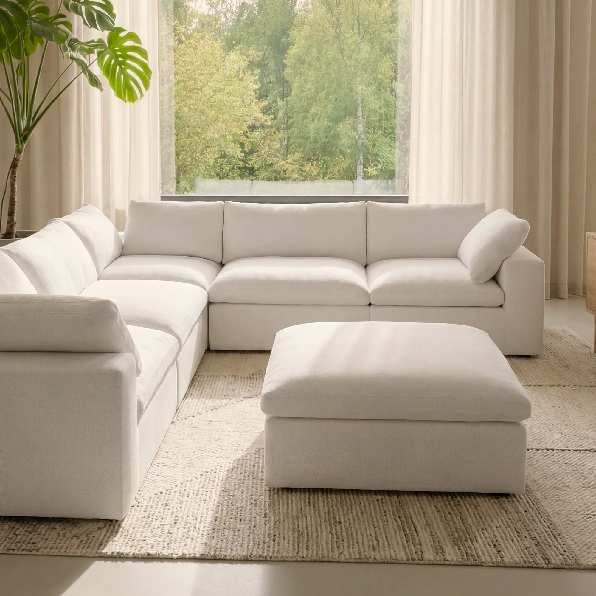 CloudComfort™ Modular Washable Classic Sofa - 5 Seater Corner Sectional + Ottoman view 4