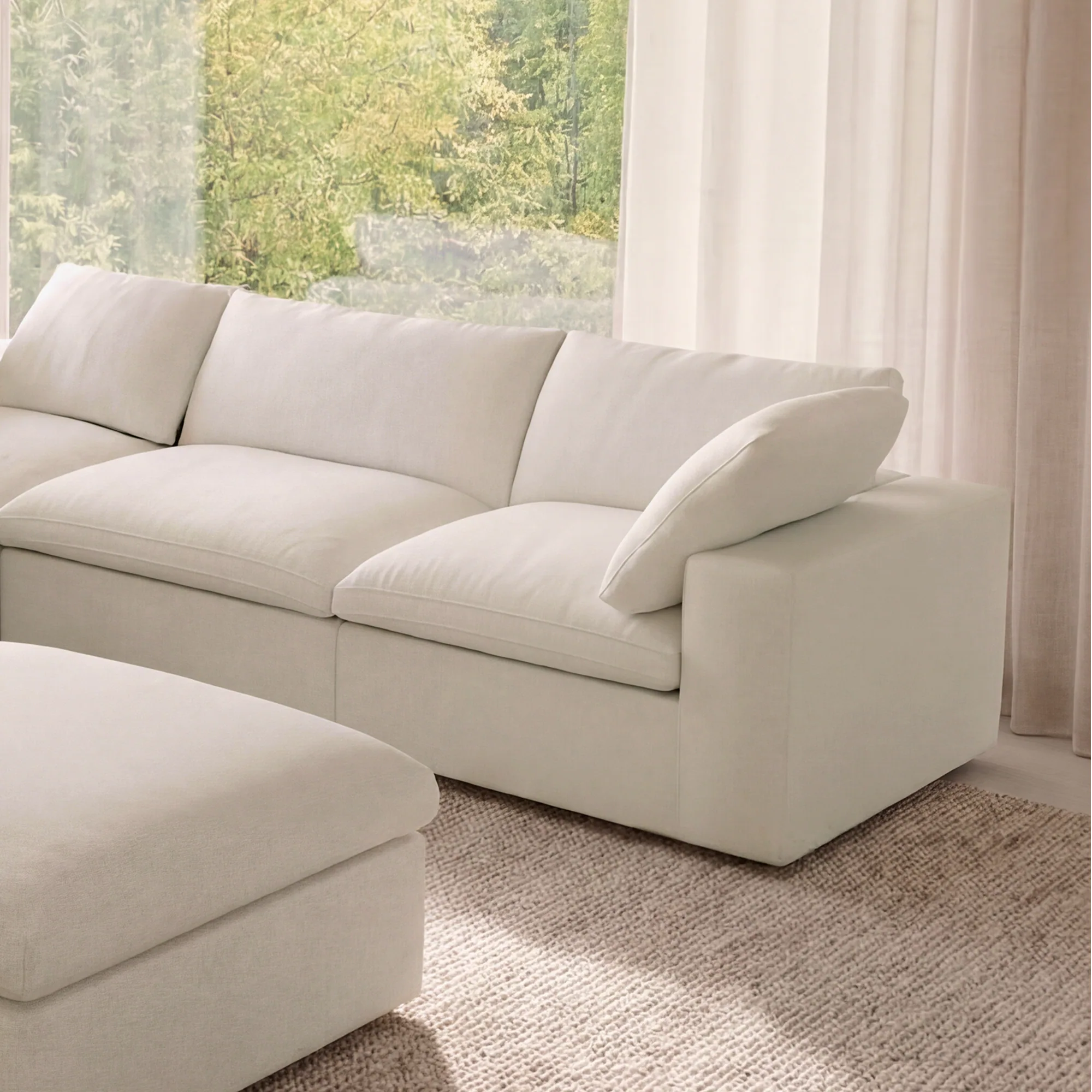 CloudComfort™ Modular Washable Classic Sofa - 5 Seater Corner Sectional + Ottoman view 5