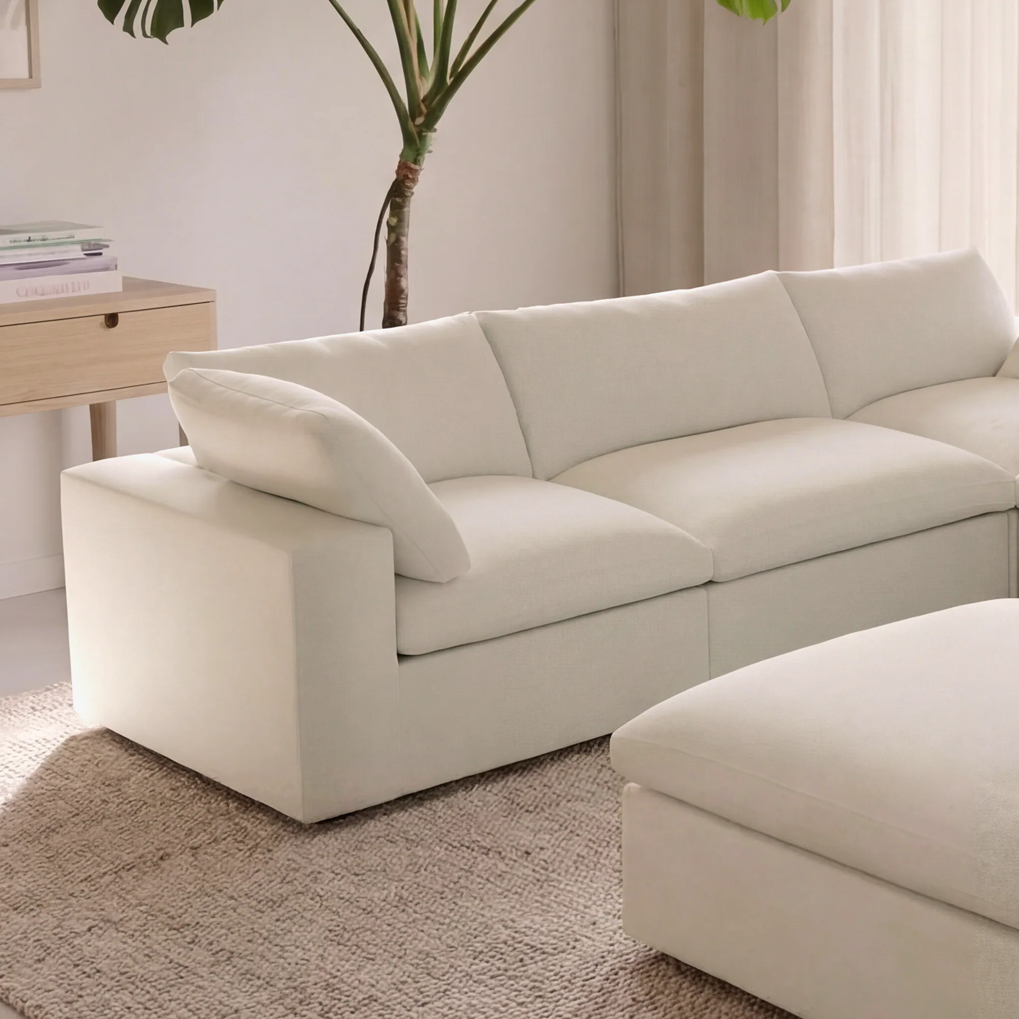 CloudComfort™ Modular Washable Classic Sofa - 5 Seater Corner Sectional + Ottoman view 6