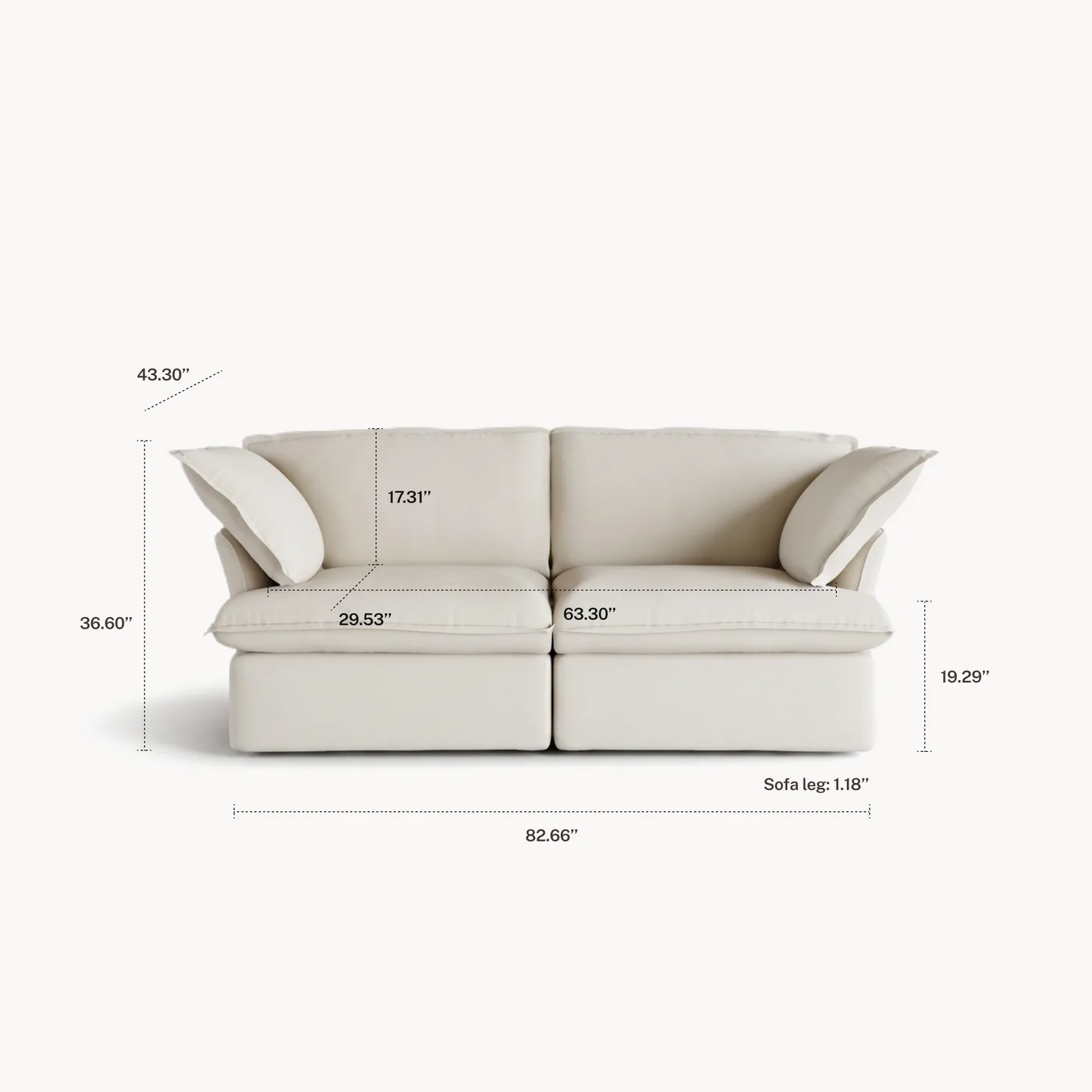 CloudComfort™ Modular Washable Luxe Sofa - 2 Seater Sofa view 2