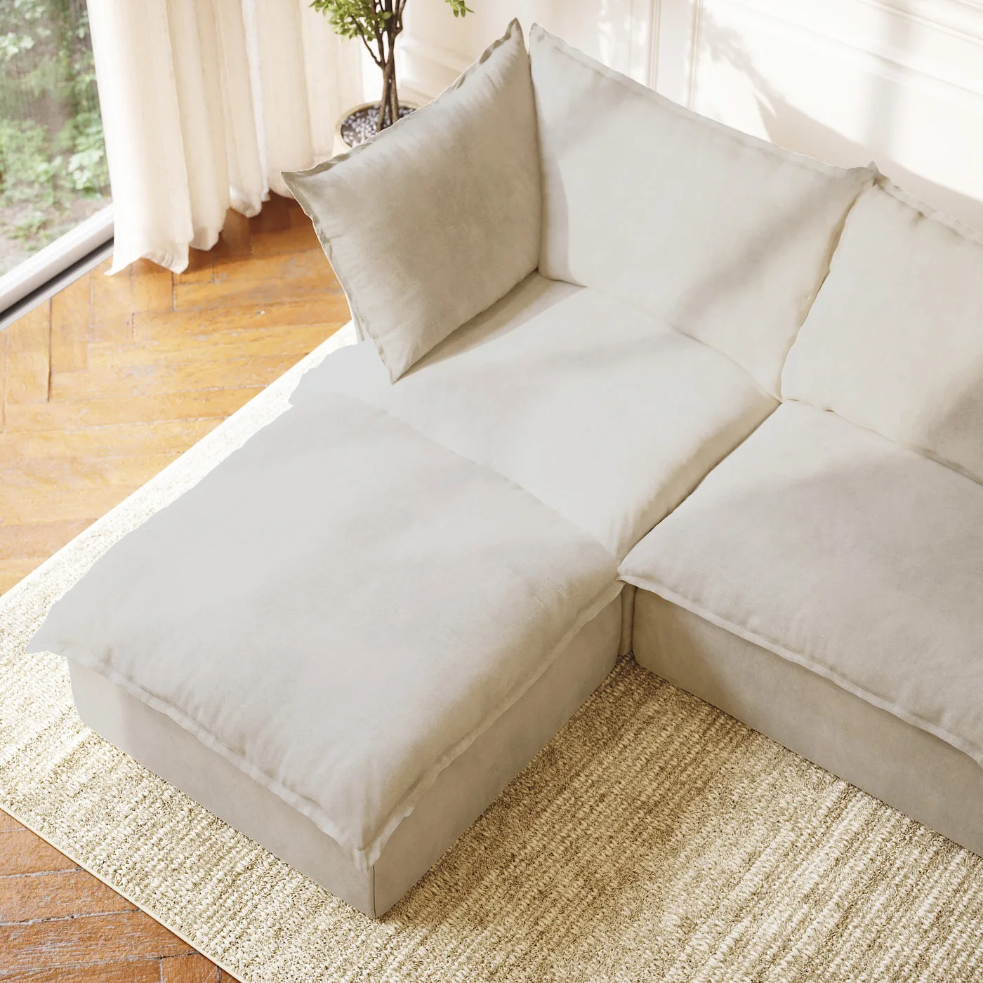 CloudComfort™ Modular Washable Luxe Sofa - 3 Seater Chaise view 8