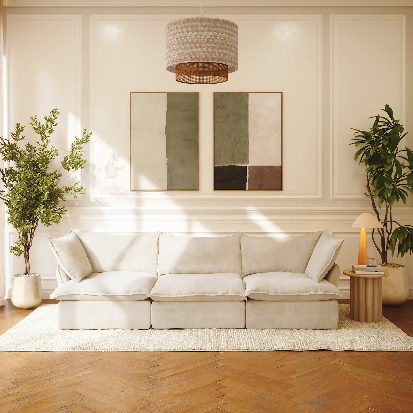 CloudComfort™ Modular Washable Luxe Sofa - 3 Seater Sofa in Beige CloudWeave™