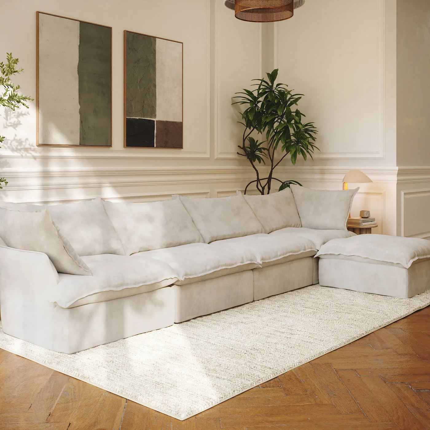 CloudComfort™ Modular Washable Luxe Sofa - 4 Seater Chaise view 4