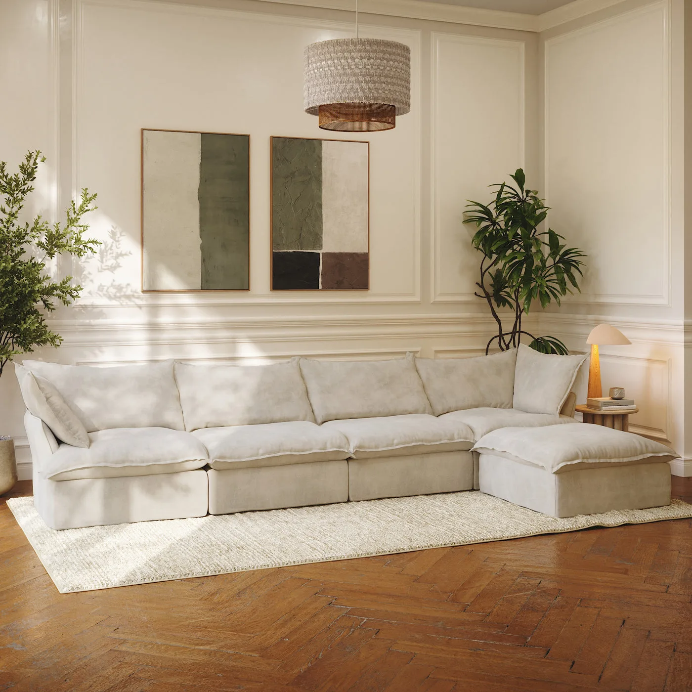 CloudComfort™ Modular Washable Luxe Sofa - 4 Seater Chaise view 5