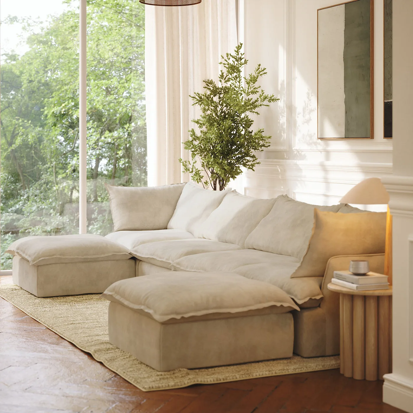 CloudComfort™ Modular Washable Luxe Sofa - 4 Seater U-Sectional view 3