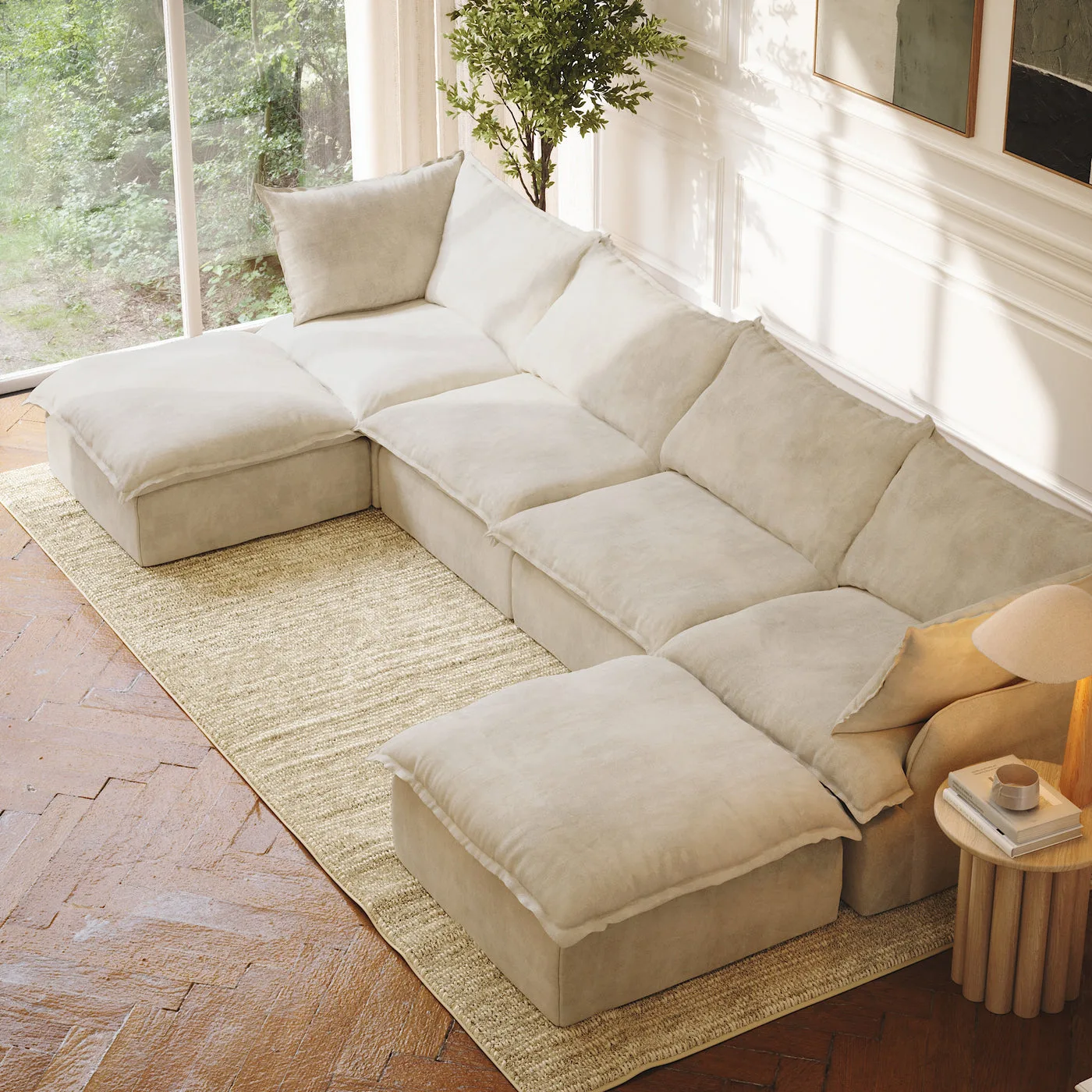 CloudComfort™ Modular Washable Luxe Sofa - 4 Seater U-Sectional view 4
