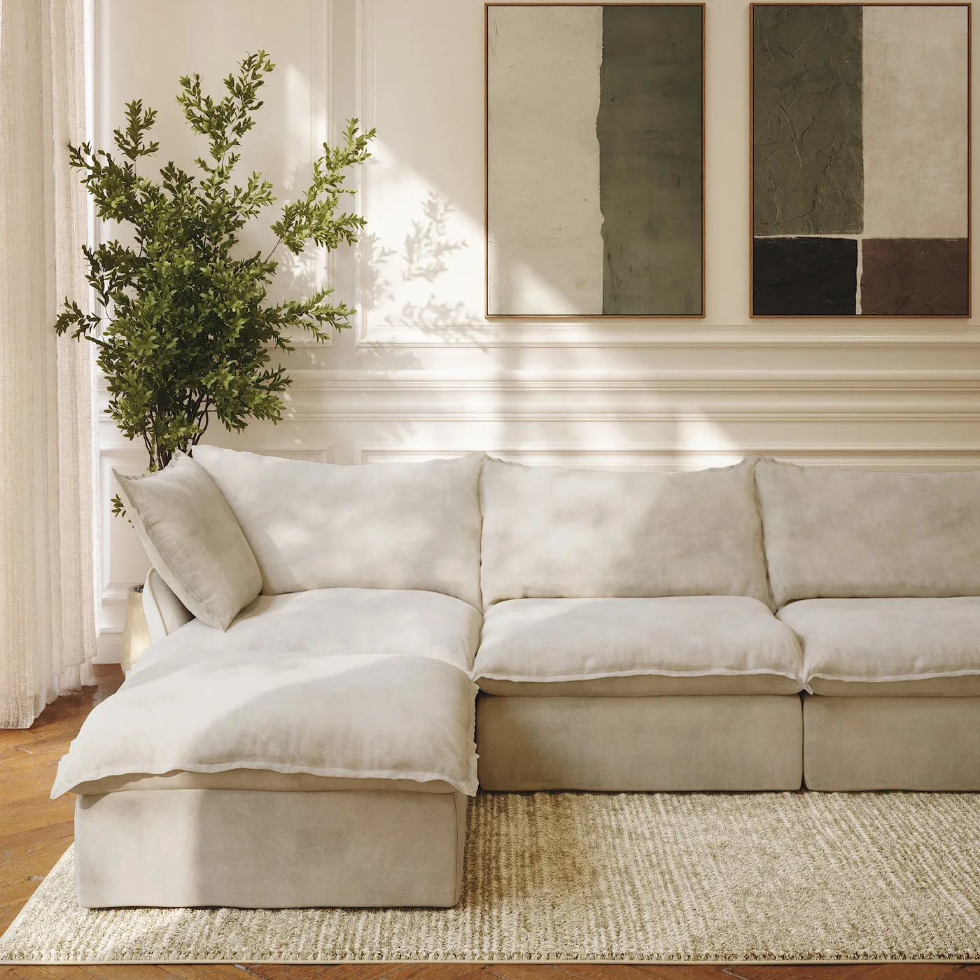 CloudComfort™ Modular Washable Luxe Sofa - 4 Seater U-Sectional view 5