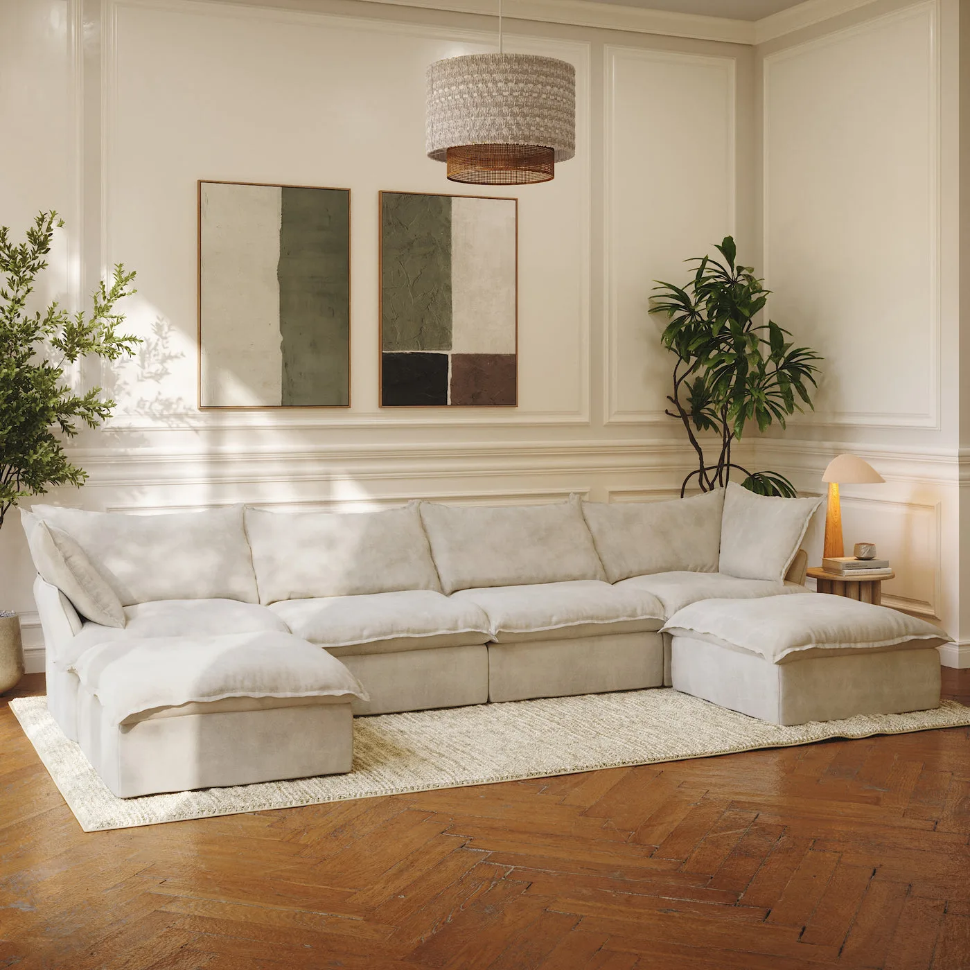 CloudComfort™ Modular Washable Luxe Sofa - 4 Seater U-Sectional view 7