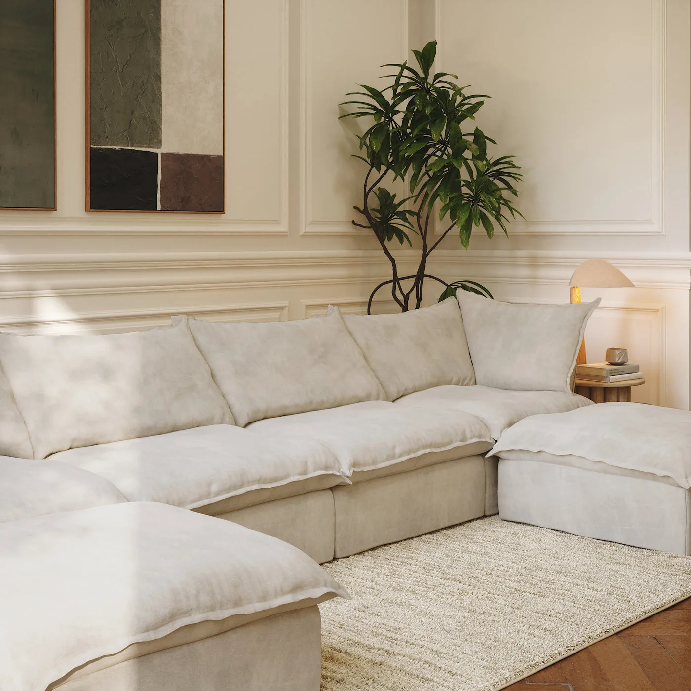 CloudComfort™ Modular Washable Luxe Sofa - 4 Seater U-Sectional view 8