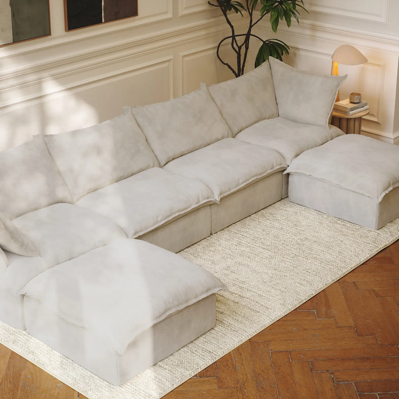 CloudComfort™ Modular Washable Luxe Sofa - 4 Seater U-Sectional view 9