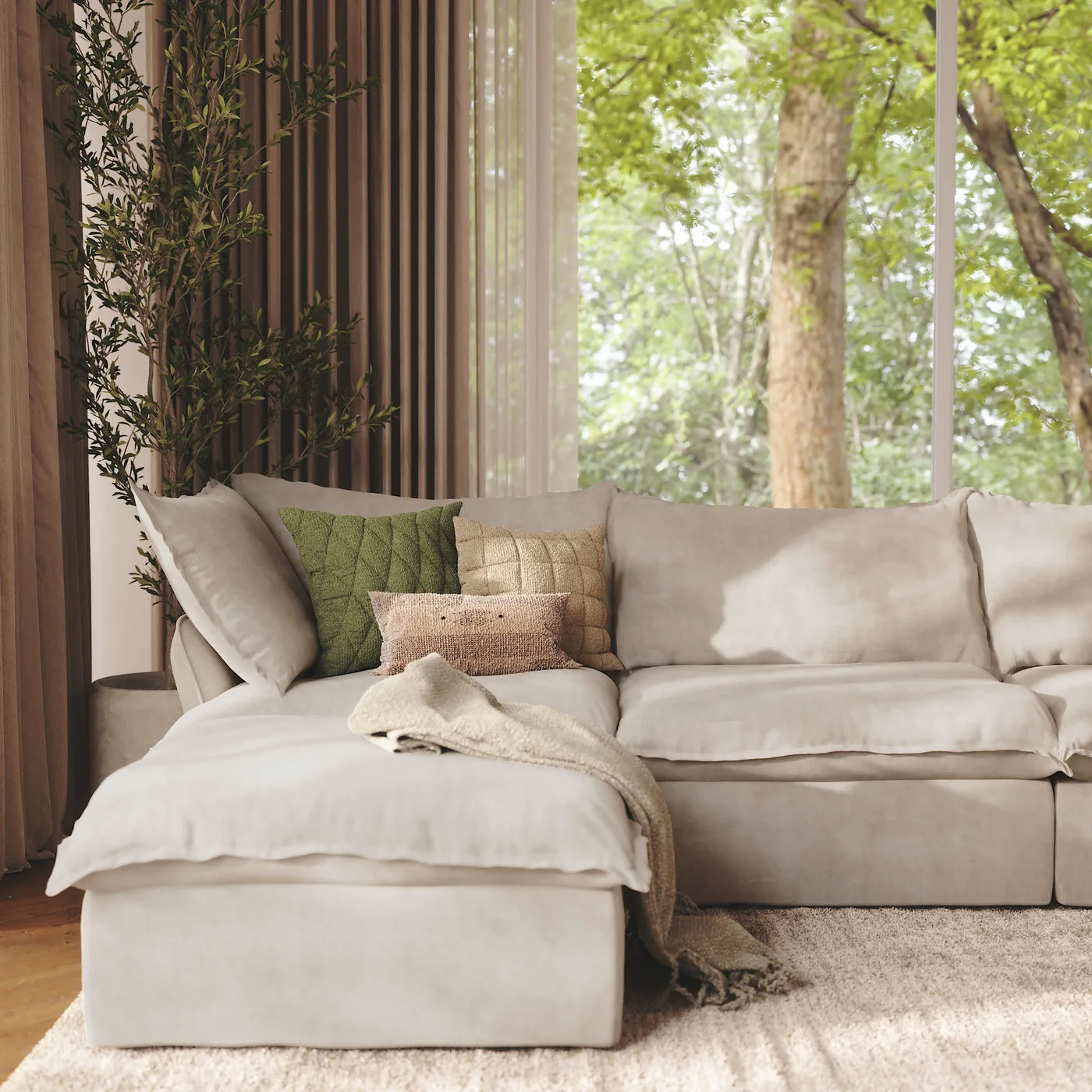 CloudComfort™ Modular Washable Luxe Sofa - 4 Seater U-Sectional view 11