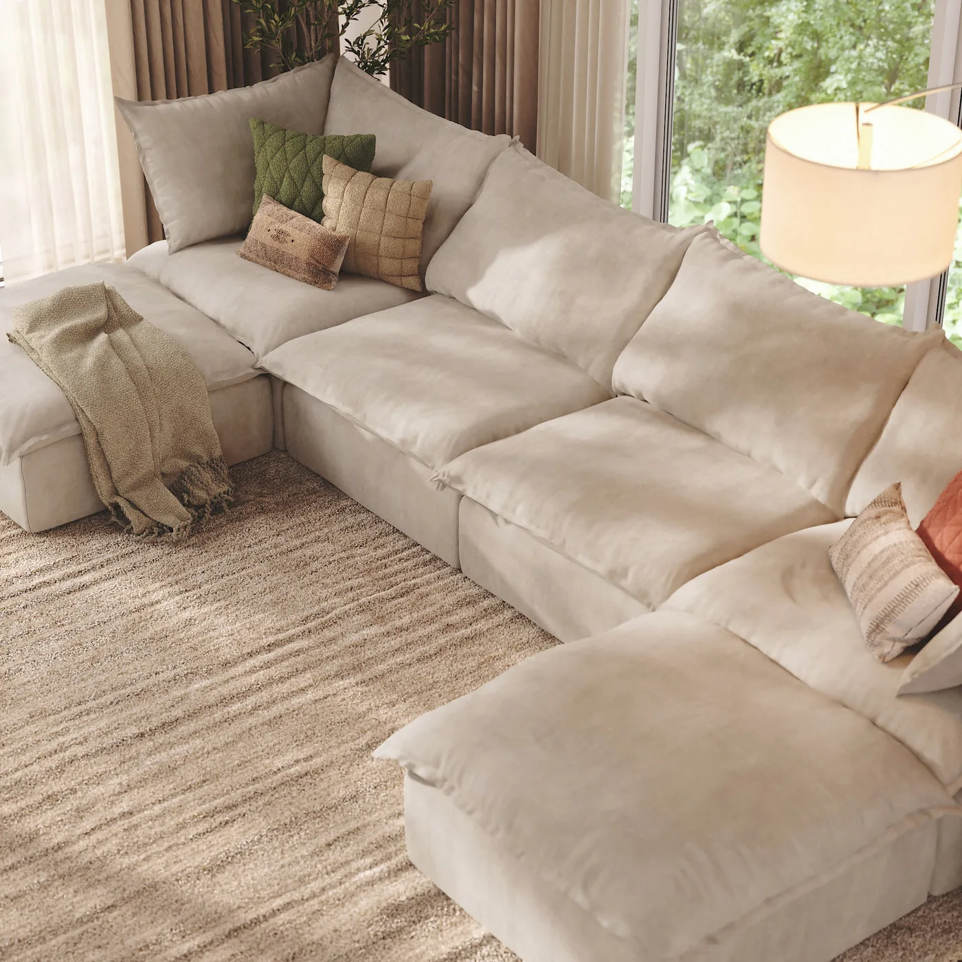 CloudComfort™ Modular Washable Luxe Sofa - 4 Seater U-Sectional view 14