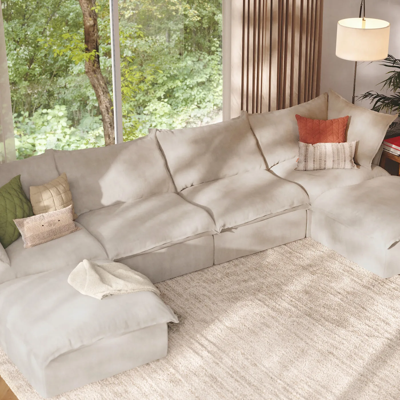 CloudComfort™ Modular Washable Luxe Sofa - 4 Seater U-Sectional view 15