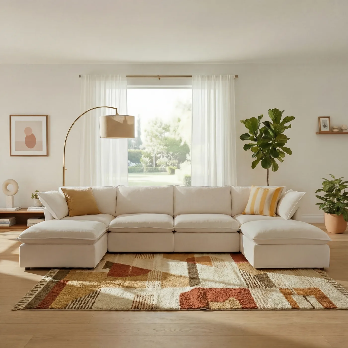 CloudComfort™ Modular Washable Luxe Sofa - 4 Seater U-Sectional view 16