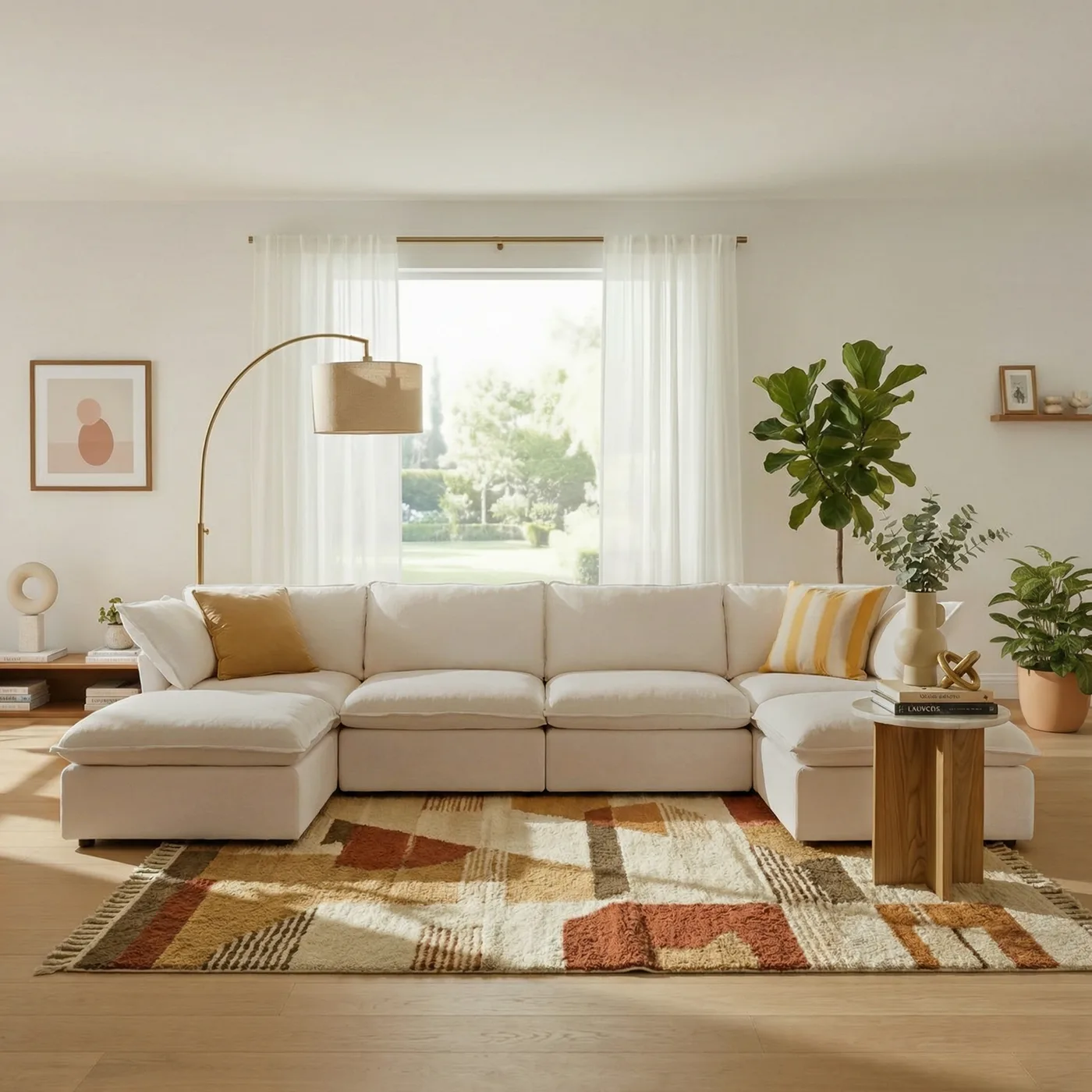 CloudComfort™ Modular Washable Luxe Sofa - 4 Seater U-Sectional view 17