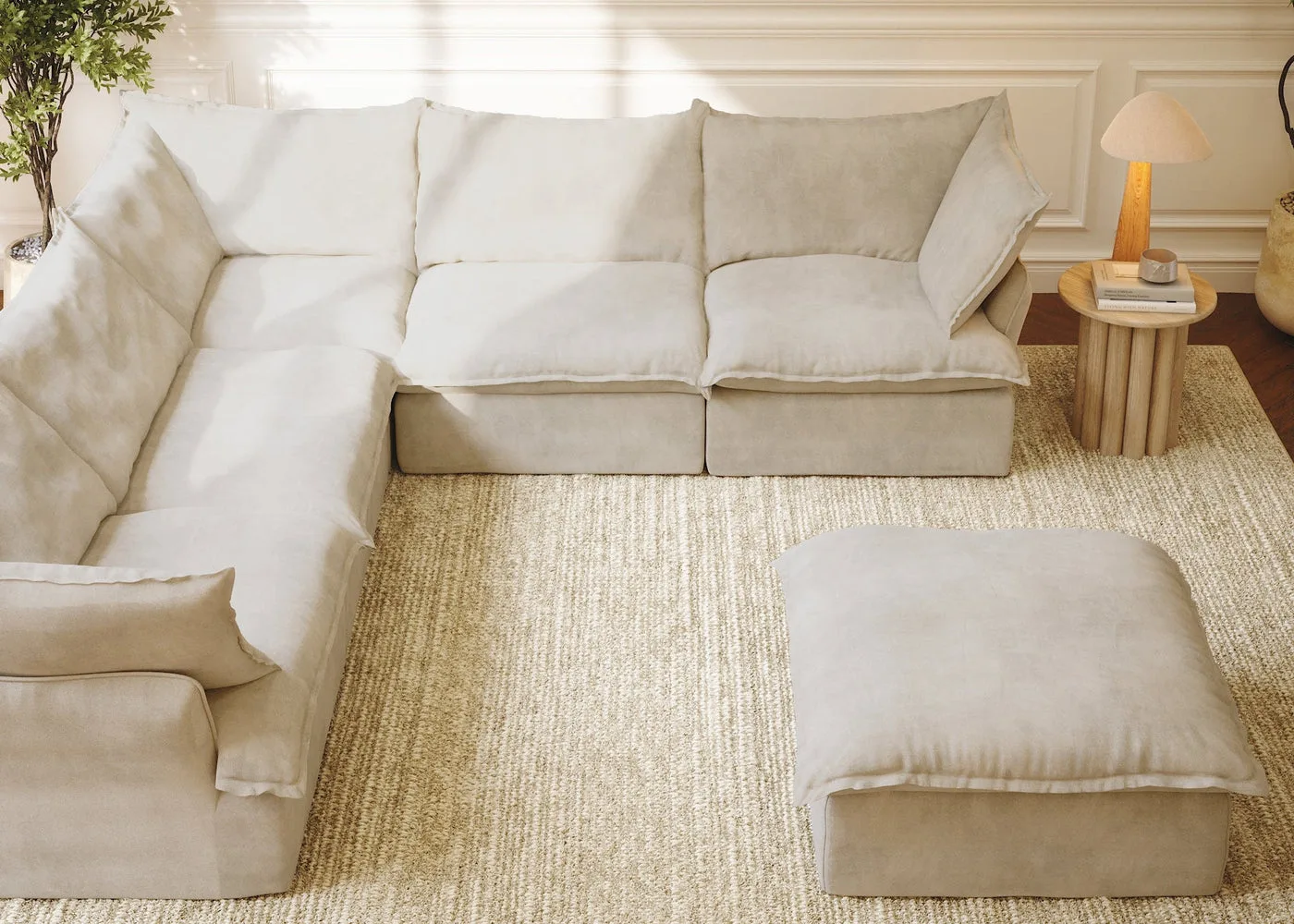 CloudComfort™ Modular Washable Luxe Sofa - 5 Seater Corner Sectional + Ottoman view 4