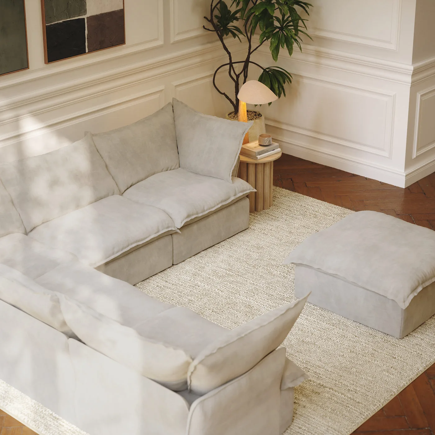 CloudComfort™ Modular Washable Luxe Sofa - 5 Seater Corner Sectional + Ottoman view 5