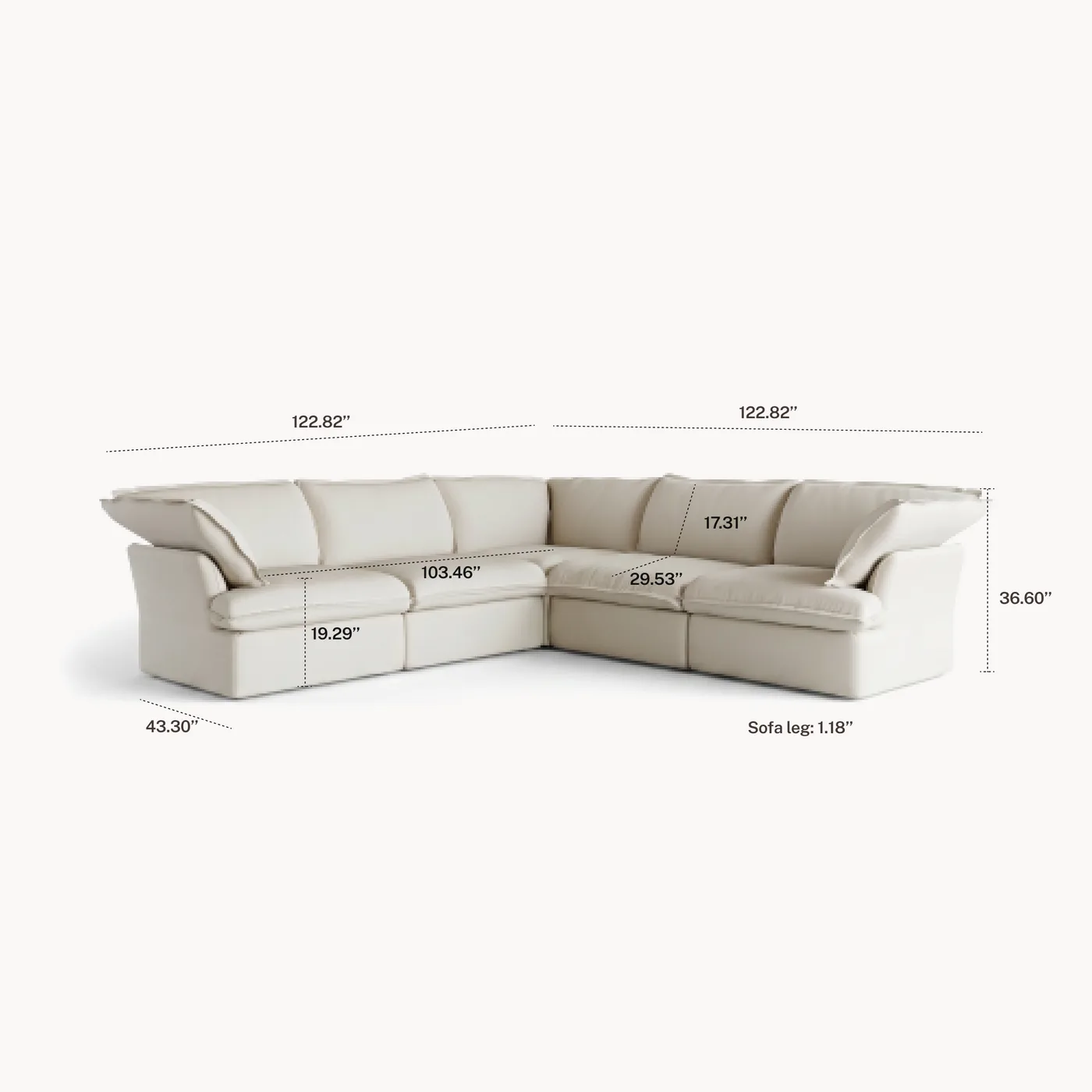 CloudComfort™ Modular Washable Luxe Sofa - 5 Seater Corner Sectional configuration