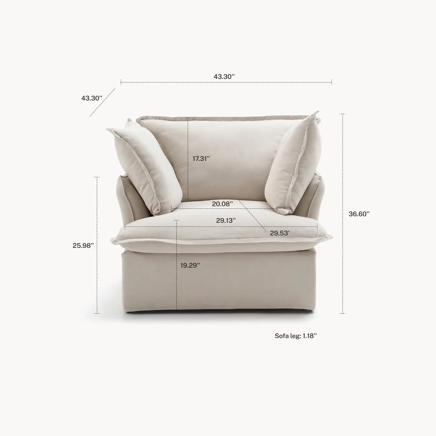 CloudComfort™ Modular Washable Luxe Sofa - Armchair configuration